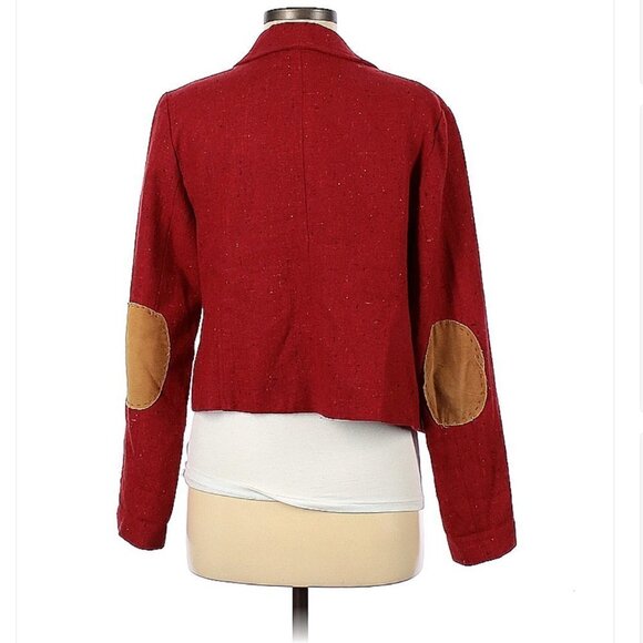 NICK & Mo Red Open Tweed Blazer Elbow Pads Size M - Picture 2 of 2
